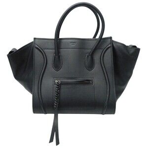 CELINE Luggage Phantom Leather Handbag Black Classic
